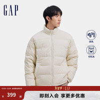 Gap男女装2024秋冬刺绣logo小立领防风羽绒服678656纯色外套 象牙白 XL (180/100A) 亚洲尺码