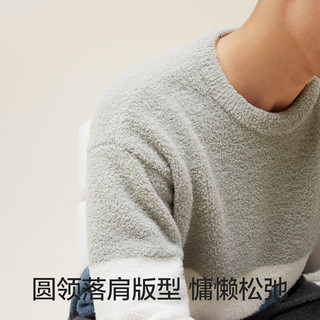 蕉内王一博同款555H睡衣男女士情侣家居服半边绒冬保暖红色本命年套装 【女圆领】博灰拼色王一博同款色 S