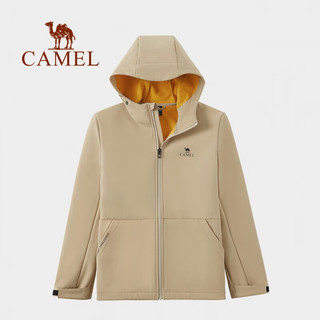 CAMEL骆驼户外简约纯色连帽柔软防风防泼水外套 A1W231145 深蓝 男款 XL
