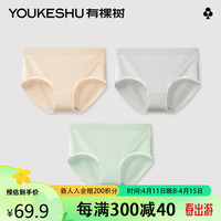 有棵树 YOUKESHU女士内裤高腰棉裆抗菌透气大码春秋三角裤杏仁肤+浅藤灰+氧气蓝XL 肤+灰+蓝