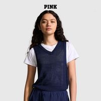 维多利亚的秘密PINK 休闲V领镂空舒适透气透视背心