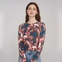 女式圆领拼色时尚修身显瘦针织毛衣