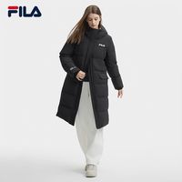 FILA斐乐女士长款羽绒服2024冬款休闲保暖连帽外套时尚保暖449906
