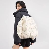 薇靡雅(WEIMIYA)2024年韩版潮流拼色面包服时尚印花拼接立领百搭棉服女 黑色 M90-115斤