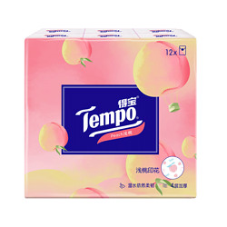 Tempo 得宝 手帕纸便携式小包纸巾4层7片 12包（浅桃印花）