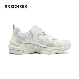 斯凯奇（Skechers）女鞋软底舒适老爹鞋厚底增高休闲运动鞋熊猫鞋117364 粉红/绿色/WMNT