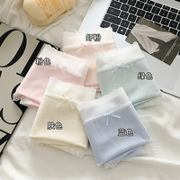 5条高档7A抑菌纯棉内裤女士无痕透气抗菌少女中腰蕾丝三角裤 2条装-颜色&备注 L