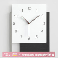 EMITDOOG 多一米） 方形挂钟客厅北欧轻奢挂墙现代简约个性静音艺术 全数字（30