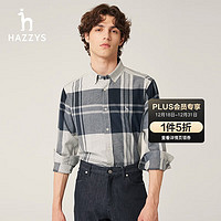 HAZZYS 哈吉斯 男士磨毛大格纹长袖衬衫 ASCZK1ADK37