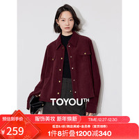 初语安可拉红复古灯芯绒厚外套女2024年冬季加绒保暖夹克上衣 安可拉红 S