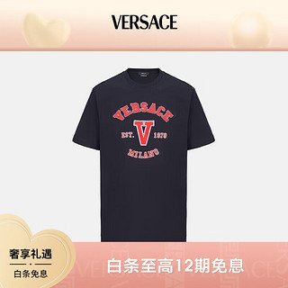 VERSACE 范思哲 23春夏男士字母刺绣LOGO短袖T恤 黑色 XL