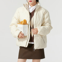 美职棒(MLB) 男女24冬季老花logo潮流保暖羽绒服3ADJM0346 波士顿队/深奶油色 S 165/88A