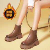 骆驼 CAMEL【轻软减震】秋冬款切尔西靴厚底短靴质感牛皮革靴子女