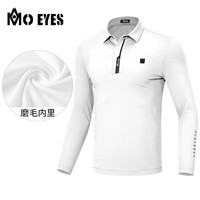 MO EYES 魔眼 MOO EYES魔眼高尔夫服装男长袖 新款秋冬运动弹力T恤 保暖磨毛内里 M23YF015-白色 M