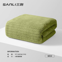 SANLI 三利 A类 珊瑚绒浴巾 70*140cm 橄榄绿