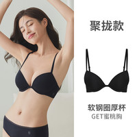 6IXTY8IGHT 68光面无痕女士内衣套装24年秋冬性感钢圈聚拢文胸罩 8F4黑色 32/70B