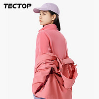 TECTOP 探拓 三合一冲锋衣男保暖透气户外服女可拆卸防风防水登山外套 女款藕粉 M