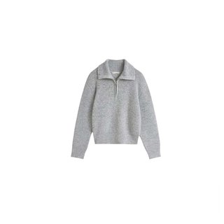 日潮跑腿UNIQLO优衣库 羊羔毛半拉链毛衣女款 02 LIGHT GRAY L 47