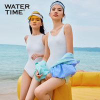 WATERTIME泳衣女新款显瘦遮肚性感运动小胸聚拢连体温泉泳装 白色 S (尺码偏小，建议拍大一码)