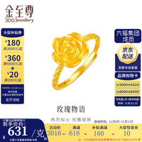 金至尊(3D-GOLD)玫瑰物语戒指实心足金999花边层叠素圈女戒生日礼物计价 金重3.5克-以证签为准多退少补