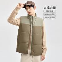 2024年秋冬时尚拼色立领男士棉服外套无袖梭织棉衣马甲外套男