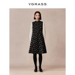 VGRASS 维格娜丝24年冬季新款新中式提花背心裙DSL2P4074Z