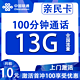 中国联通 亲民卡 6年10元月租（13G全国流量+100分钟通话+无合约）开卡赠30元红包