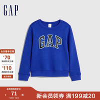 Gap男幼童秋冬款LOGO抓绒运动卫衣747829儿童装休闲上衣 蓝色 110cm(4岁)尺码偏小选大一码
