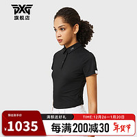 PXG 韩国进口高尔夫服装女士短袖T恤 23新款golf修身显瘦运动POLO衫  PHMPW221221 黑色 XS