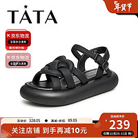 TATA 他她 夏奈美兔联名膨然“心”动沙滩凉鞋GDD01BL3 黑色 39