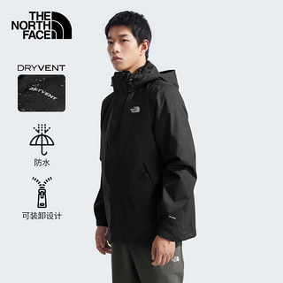 THE NORTH FACE 北面 三合一冲锋衣男款棉内胆24秋冬防风防水保暖冲锋衣8DNC JK3/宇宙黑 M/170