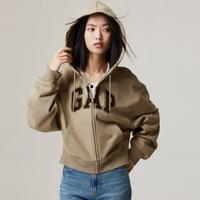 Gap女装春秋季LOGO碳素软磨抓绒卫衣756422连帽衫