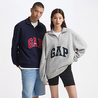 Gap 盖璞 男女装2024秋季款碳素磨毛字母logo抓绒立领卫衣上衣609264