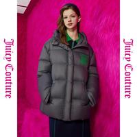 Juicy Couture橘滋【蓬松大宽条绗线】质感烟灰便携logo印花羽绒外套