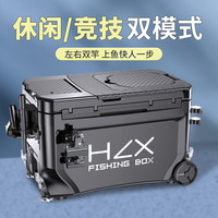 画中仙 HUAZHONGXIAN免安装钓箱带靠背超轻钓鱼箱2024新款多功能台钓箱钓鱼装备全套 带轮【拐角炮台架】双竿款+工具层 36L