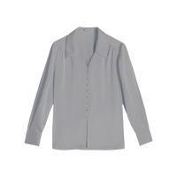 网易严选仿醋酸质感面料，春日郁金香衬衫女 灰蓝色 S