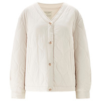 佐丹奴外套女装菱形花纹梭织V领长袖棉衣外套 05373732 32 水晶灰杏 L