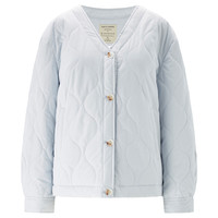 佐丹奴外套女装菱形花纹梭织V领长袖棉衣外套 05373732 54 北极冰蓝 XS