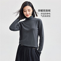 GIORDANO 佐丹奴 长袖T恤女24冬新款双面绒保暖纯色高领针织打底衫05324820