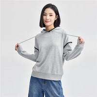 佐丹奴外套女装撞色贝壳绣抽绳连帽针织套头卫衣 13324740 03 中花灰 L