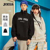 Joma 荷马 卫衣男女同款23春季新款套头情侣卫衣字母印花半拉链卫衣