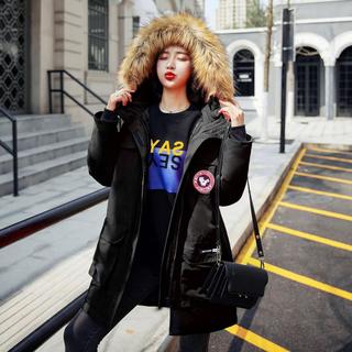 白鸭绒2024秋冬休闲加厚保暖派克中长款外套宽松女式羽绒服