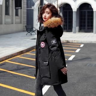 白鸭绒2024秋冬休闲加厚保暖派克中长款外套宽松女式羽绒服