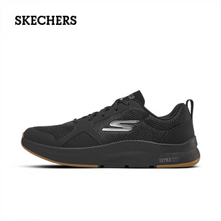 斯凯奇（Skechers）男鞋绑带百搭运动跑步鞋舒适缓震休闲鞋 全黑色 41