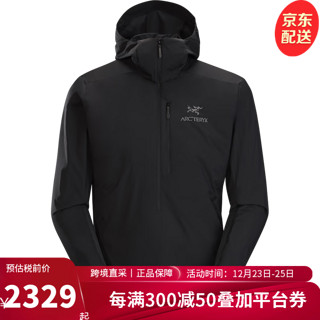 始祖鸟（ARC'TERYX）ATOM阿童木SL ANORAK男子户外棉服刺绣鸟标半拉链秋冬保暖外套 黑色 L