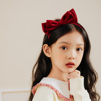 唐芙妮韩版丝绒双层蝴蝶结发卡儿童简约百搭发箍时尚头扣亲子款 酒红色-侧边蝴蝶结