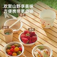 炊大皇一次性餐具套装家用野餐露营纸碗烧烤碗筷杯便携组合