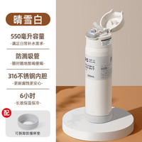 日本Peacock孔雀保温杯高颜值不锈钢水杯孕产妇儿童吸管保温杯子 白色-550ml【316不锈钢-弹盖带吸管】