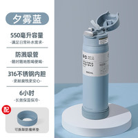 日本Peacock孔雀保温杯高颜值不锈钢水杯孕产妇儿童吸管保温杯子 蓝色-550ml【316不锈钢-弹盖带吸管】