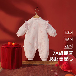婴儿夹棉连体衣新生儿冬季哈衣女幼婴过年爬服宝宝冬装